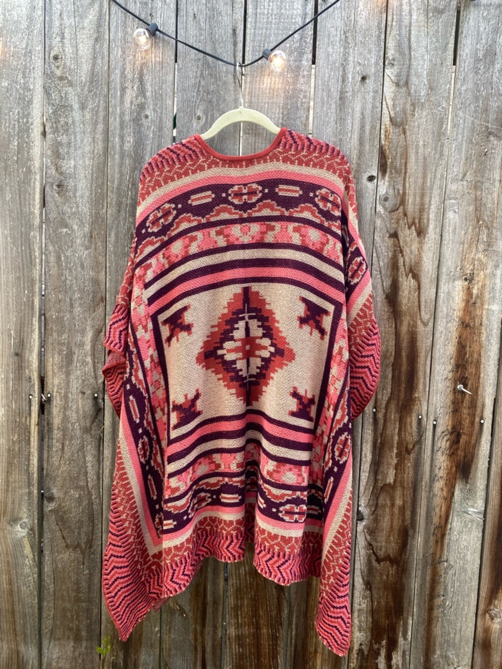 Multicolor Geometric Southwestern Inspired Poncho